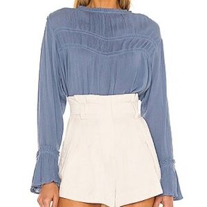Free People Kelsey Blouse in Blue Metal - NEW - Size Large